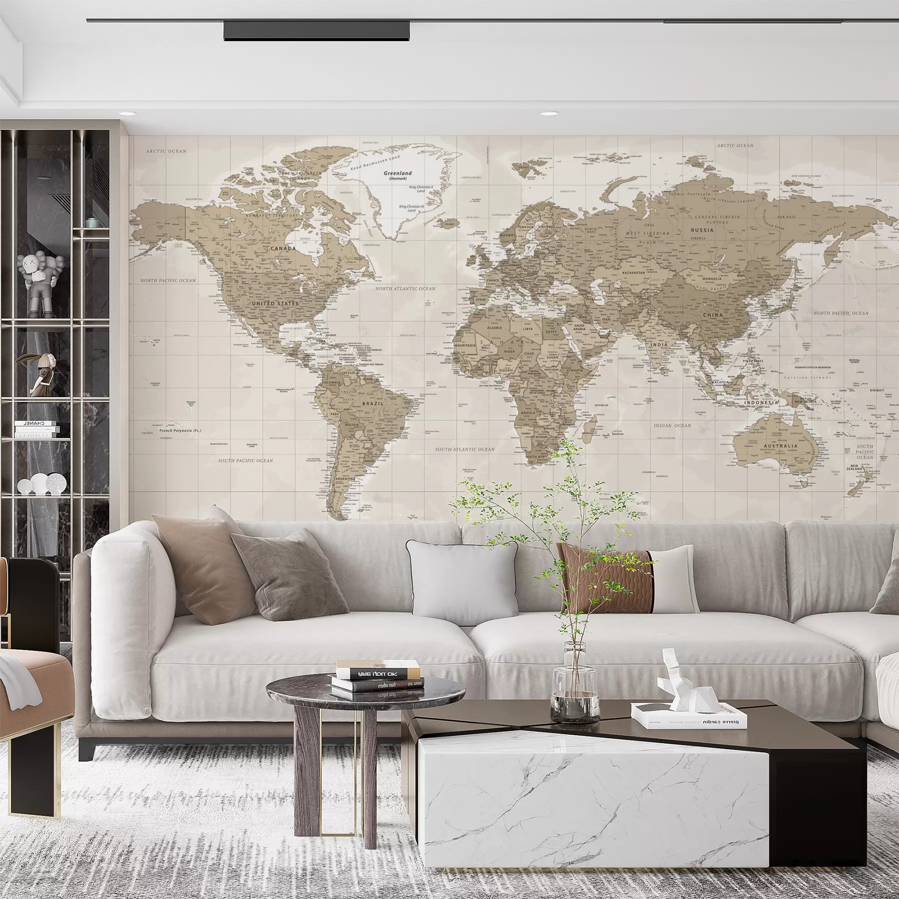 Papier peint Loft de carte du monde vintage u97342