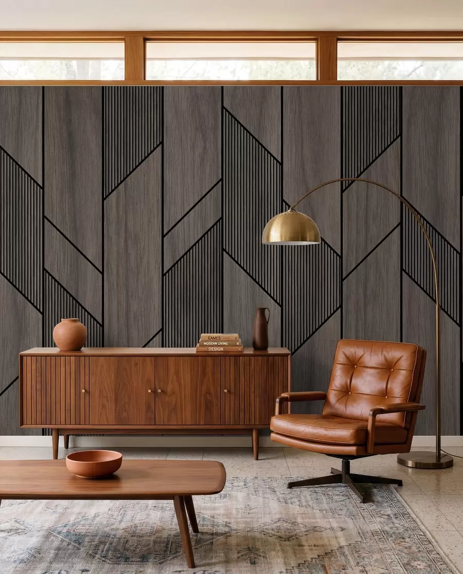 Papier peint Panneaux géométriques avec texture bois u97427