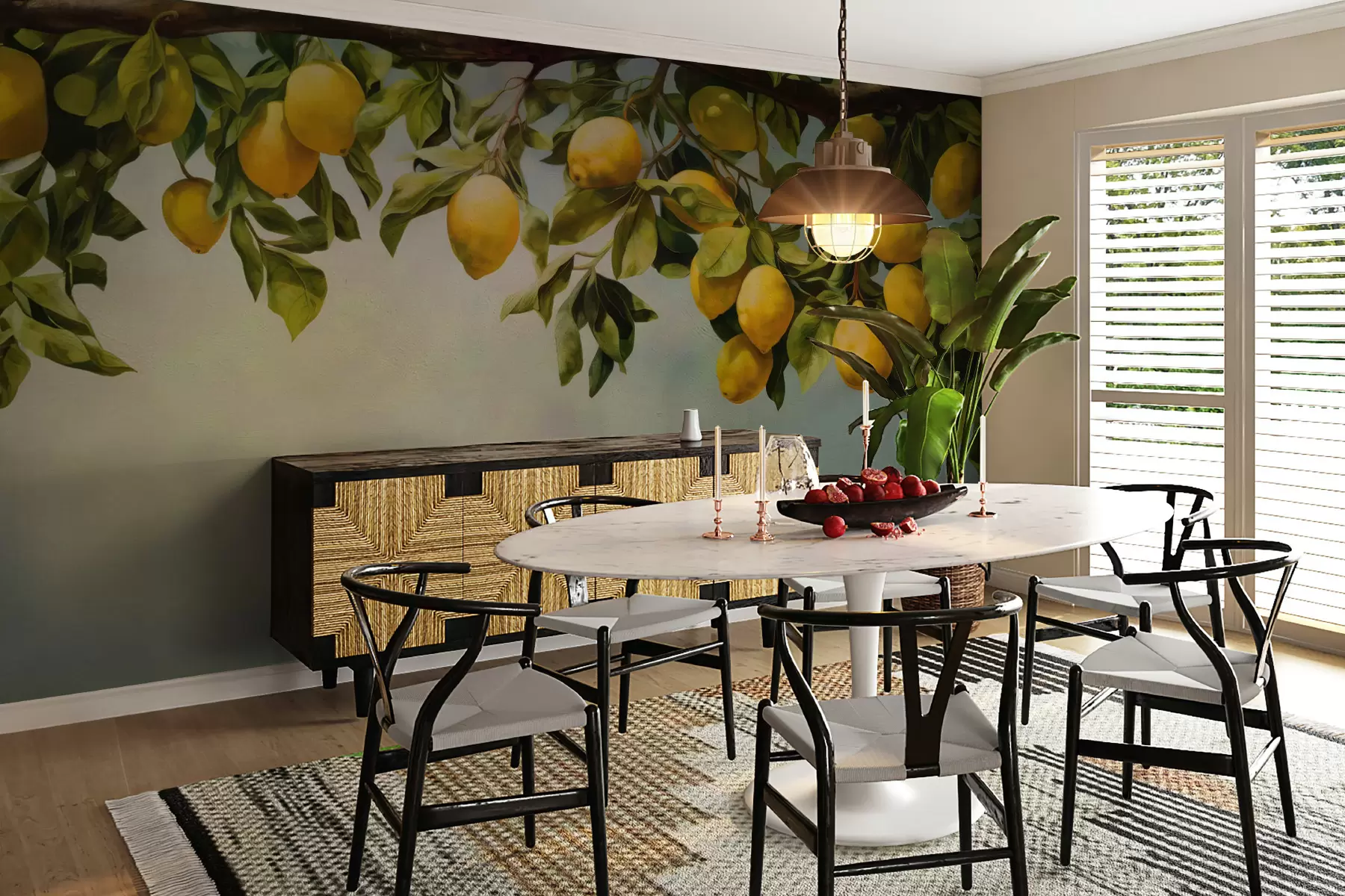 Papier peint Branches de citronnier vintage u97600