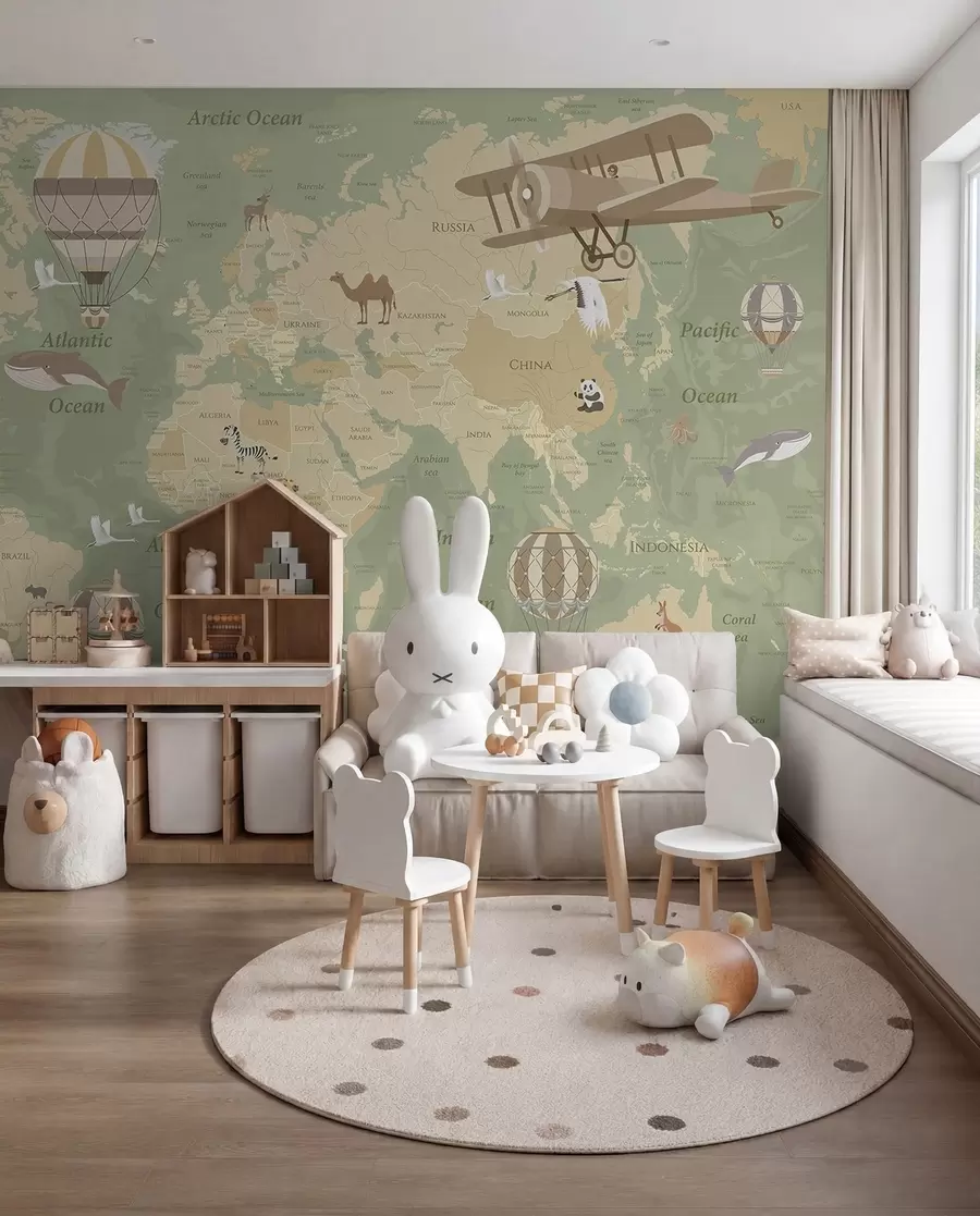 Papier peint Atlas aérien sauge en anglais u36066v2