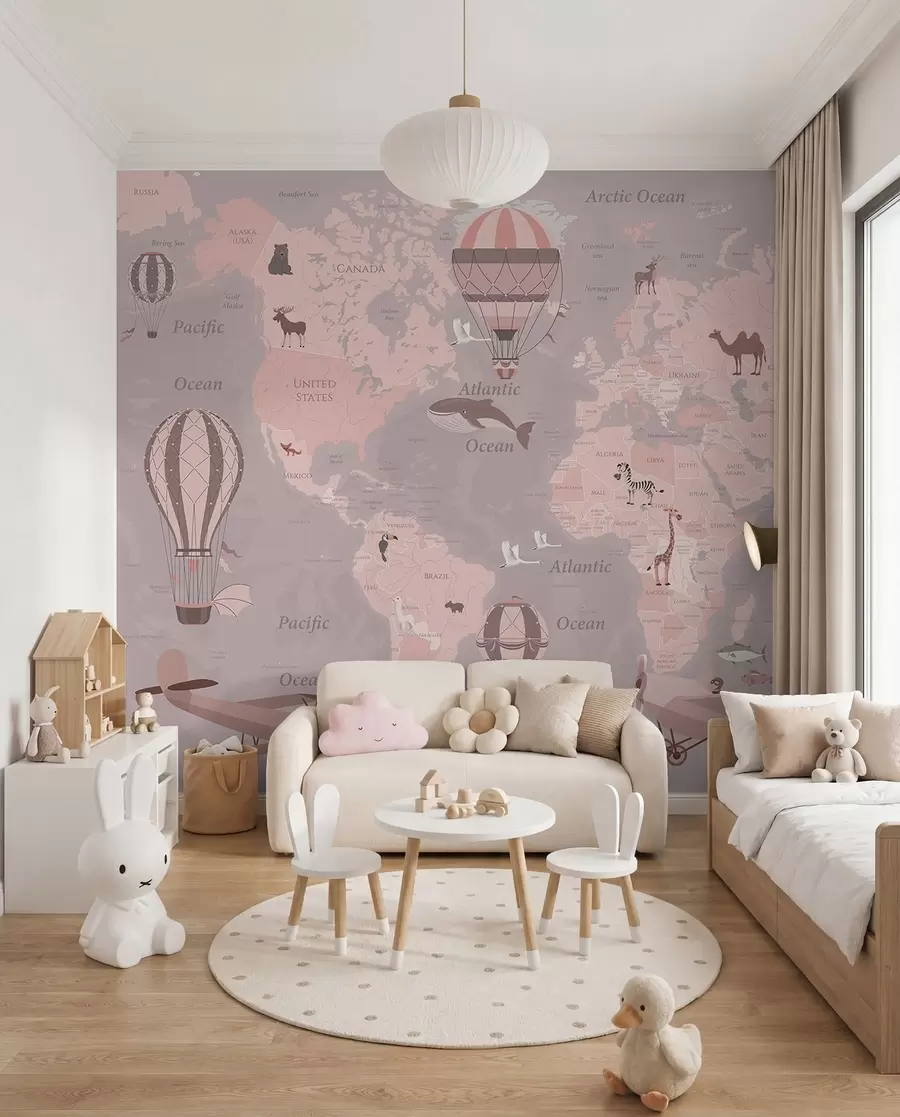 Papier peint Atlas aérien rose en anglais u36066v6