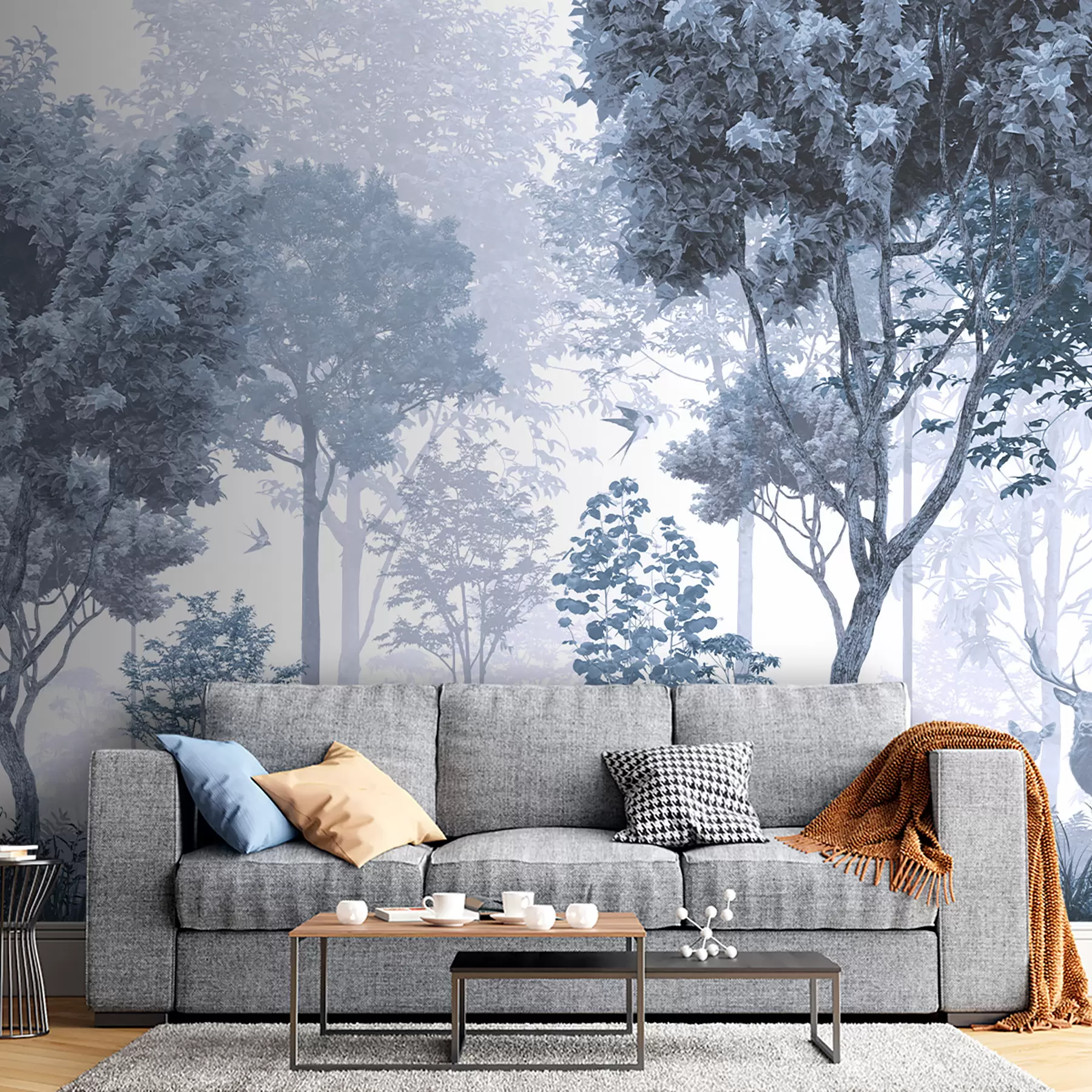 Papier peint Forêt magique en bleu u72134v1