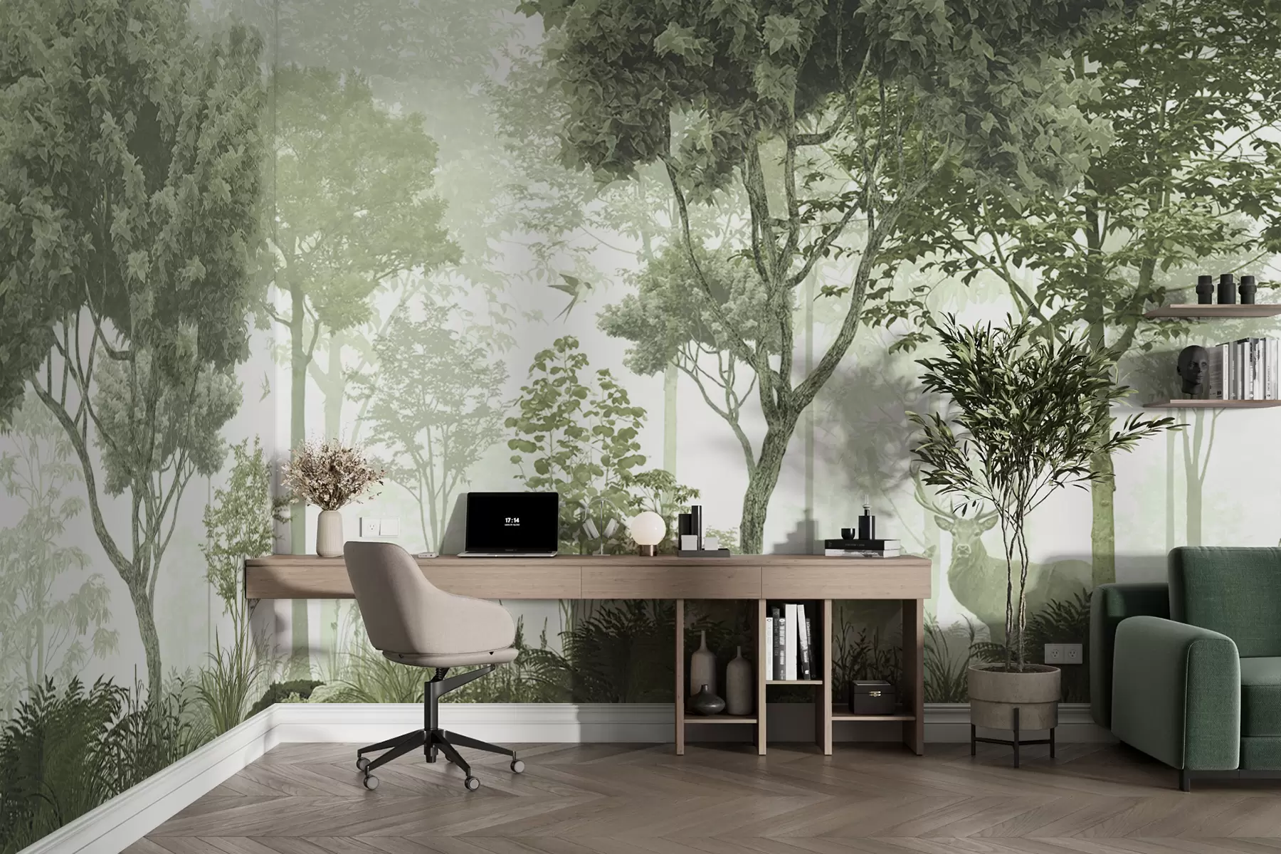 Papier peint Forêt magique en vert u72134v2