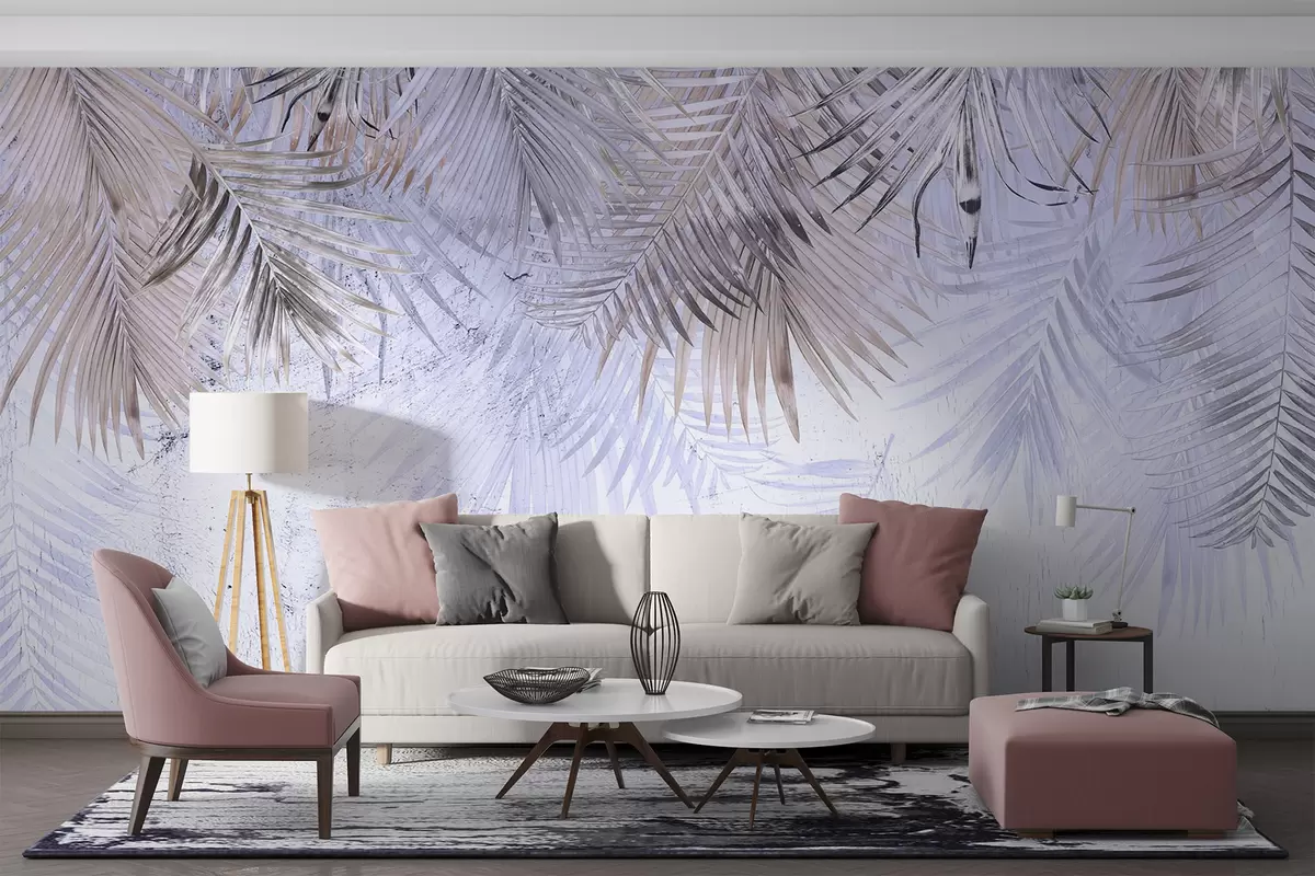 Papier peint Feuilles tropicales violettes dans un style grunge u93843v1