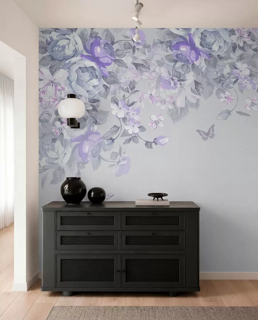 Papier peint Jardin lilas avec fleurs et papillons u94295v3