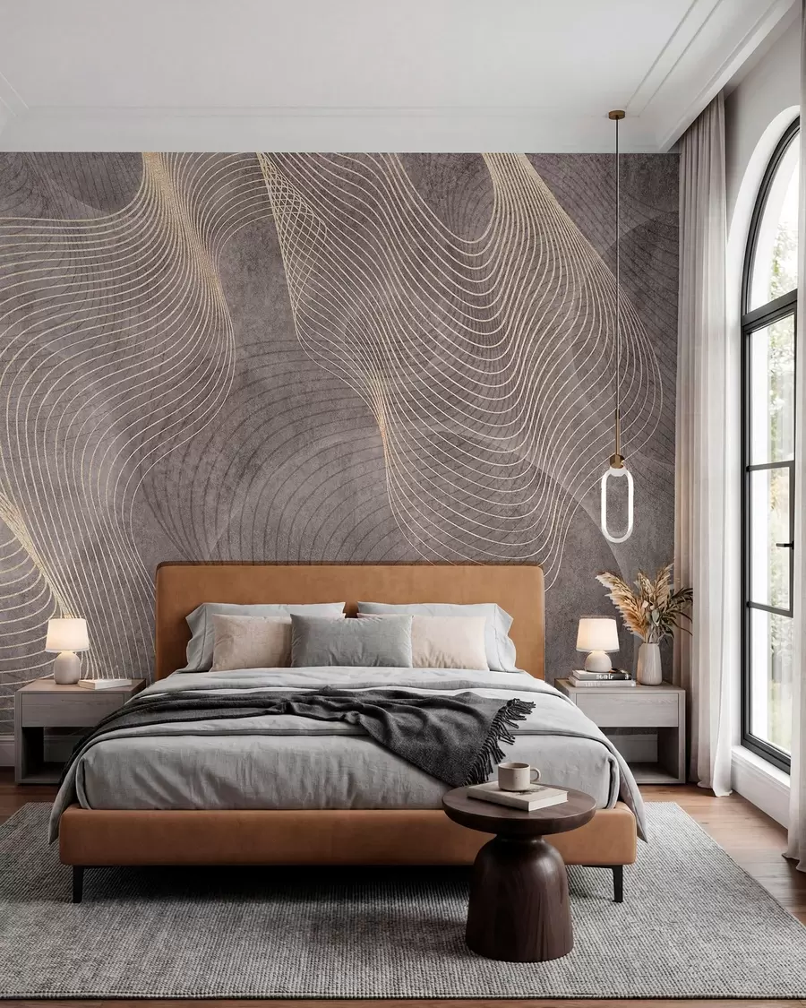 Papier peint Lignes ondulées dans les couleurs sable et beige u97469