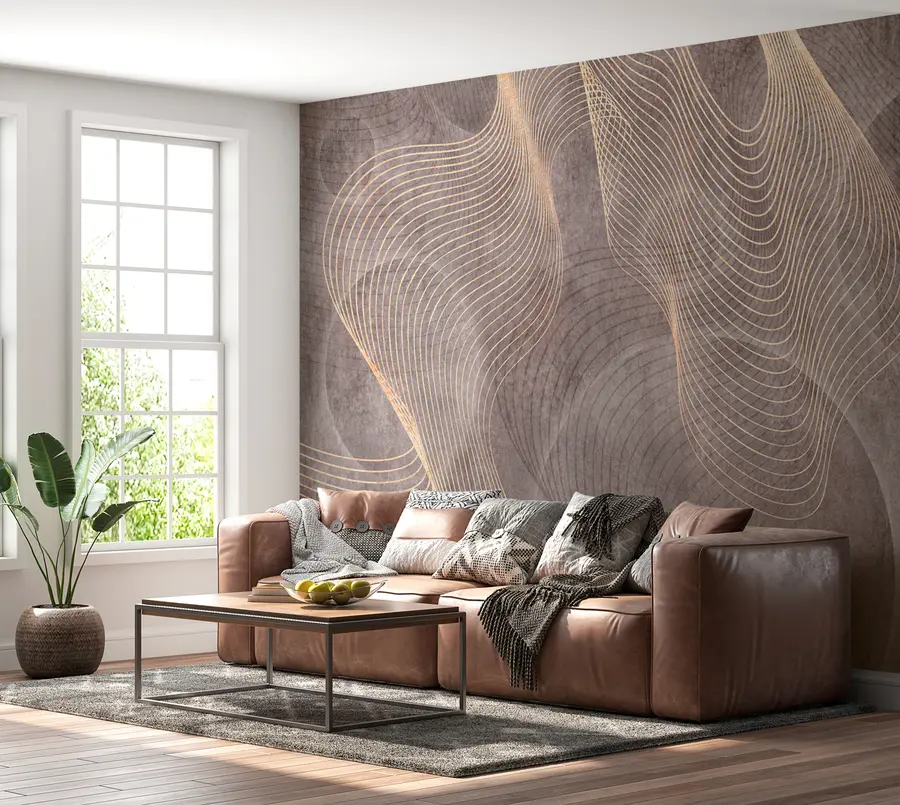 Papier peint Lignes ondulées dans les couleurs sable et beige u97469