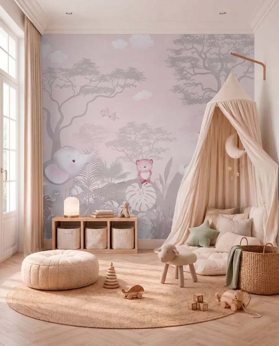 Papier peint Petit safari en vieux rose u73878v3