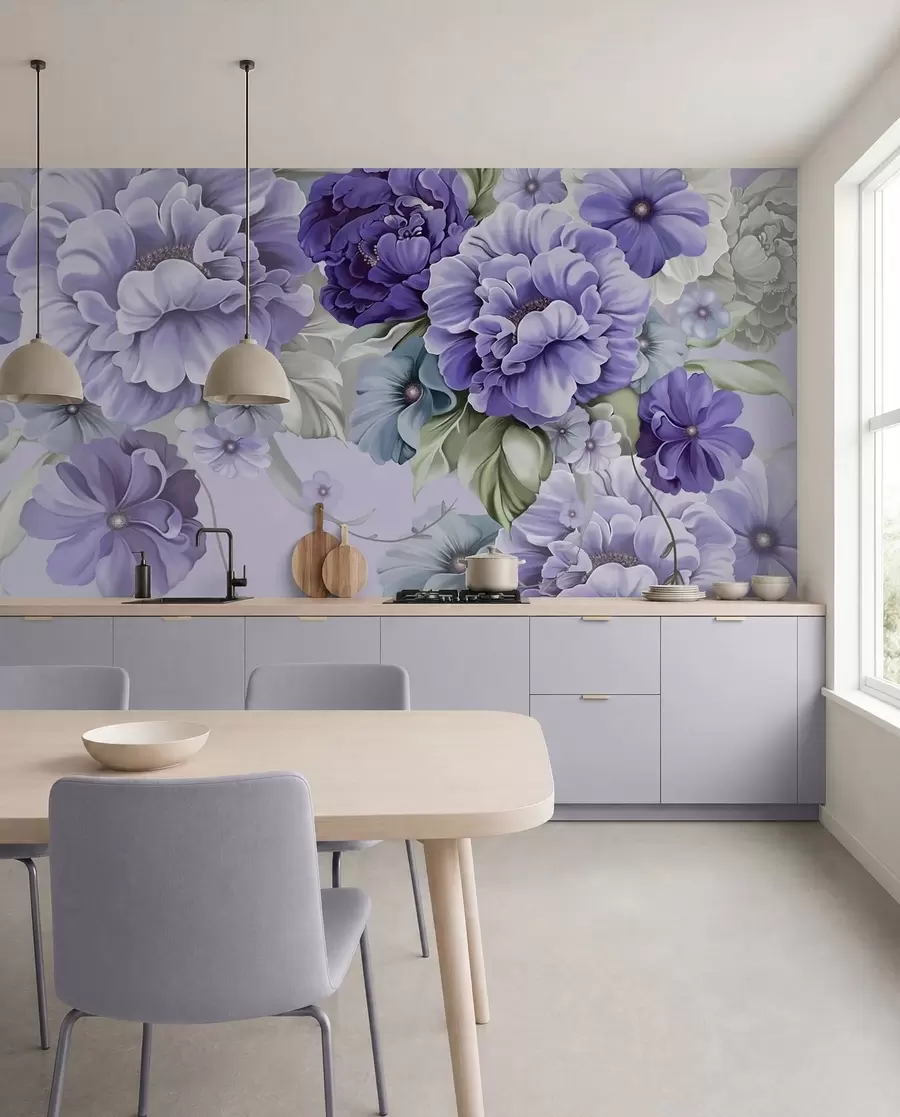 Papier peint Fleurs bleues délicates dans des couleurs bleues u59900v2