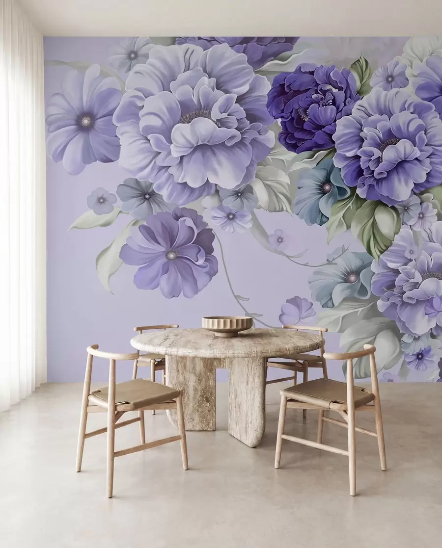 Papier peint Fleurs bleues délicates dans des couleurs bleues u59900v2