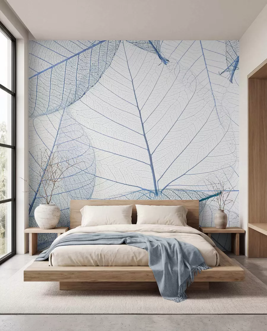 Papier peint Feuilles transparentes en couleurs bleues u24439v1
