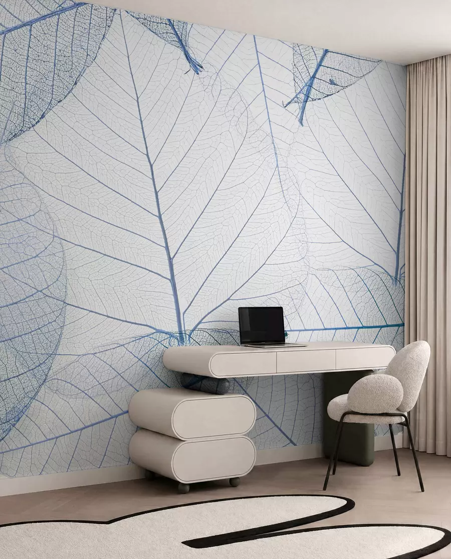 Papier peint Feuilles transparentes en couleurs bleues u24439v1