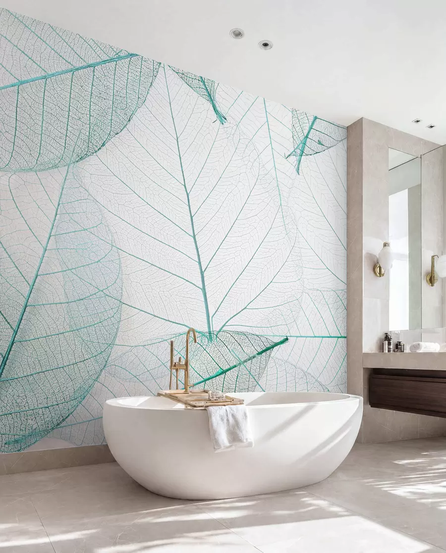 Papier peint Feuilles transparentes en couleurs vertes u24439v3