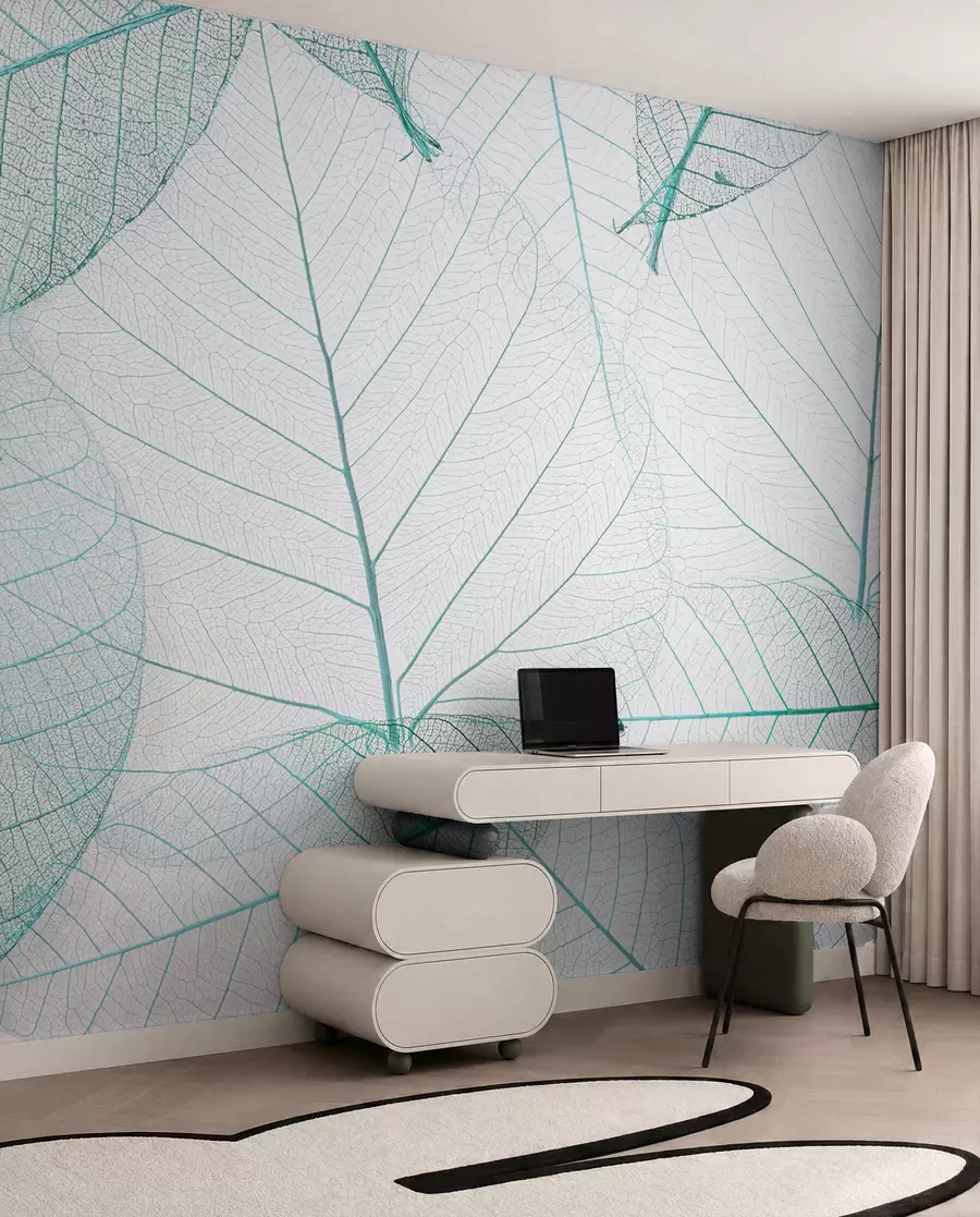 Papier peint Feuilles transparentes en couleurs vertes u24439v3