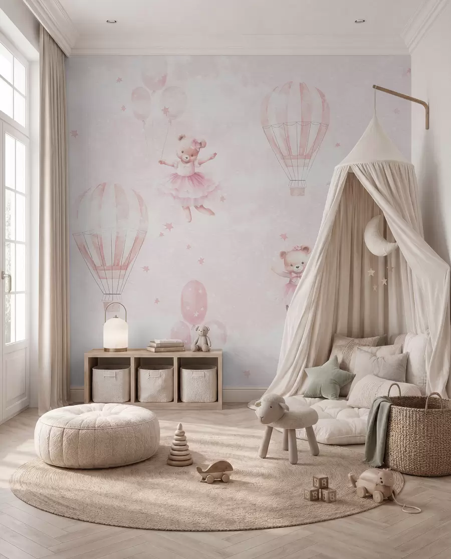 Papier peint Oursons et ballons roses u97954