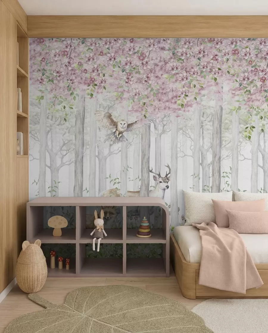 Papier peint Bois fleuri dans la brume u97614