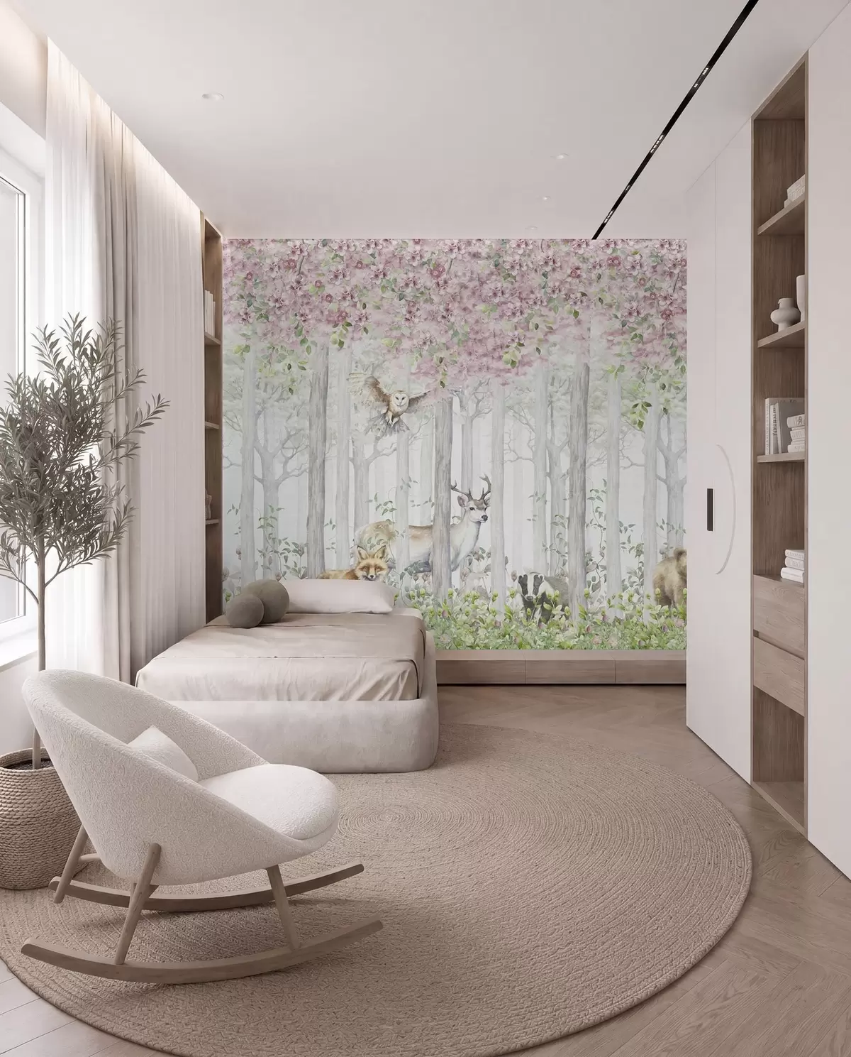 Papier peint Bois fleuri dans la brume u97614