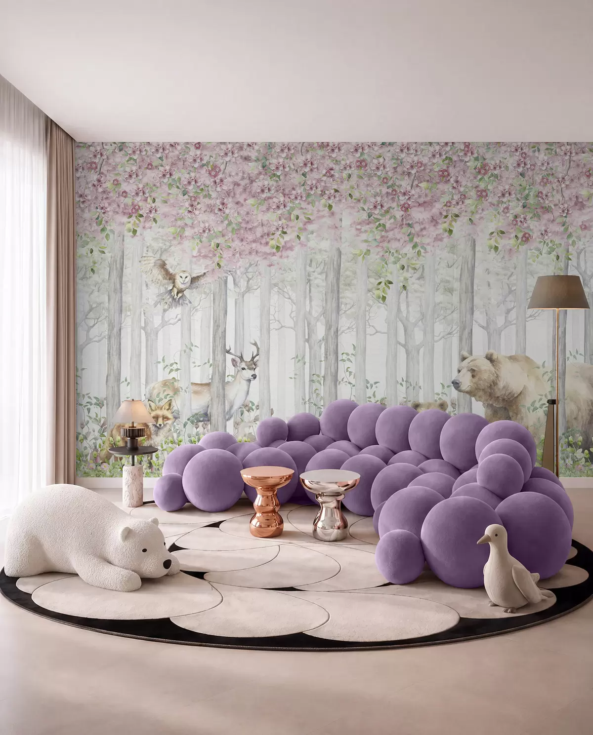 Papier peint Bois fleuri dans la brume u97614