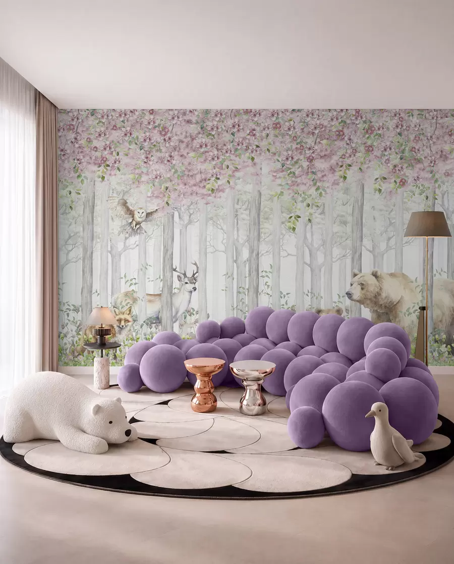 Papier peint Bois fleuri dans la brume u97614