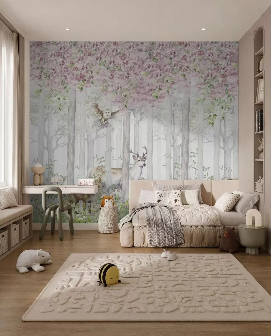 Papier peint Bois fleuri dans la brume u97614