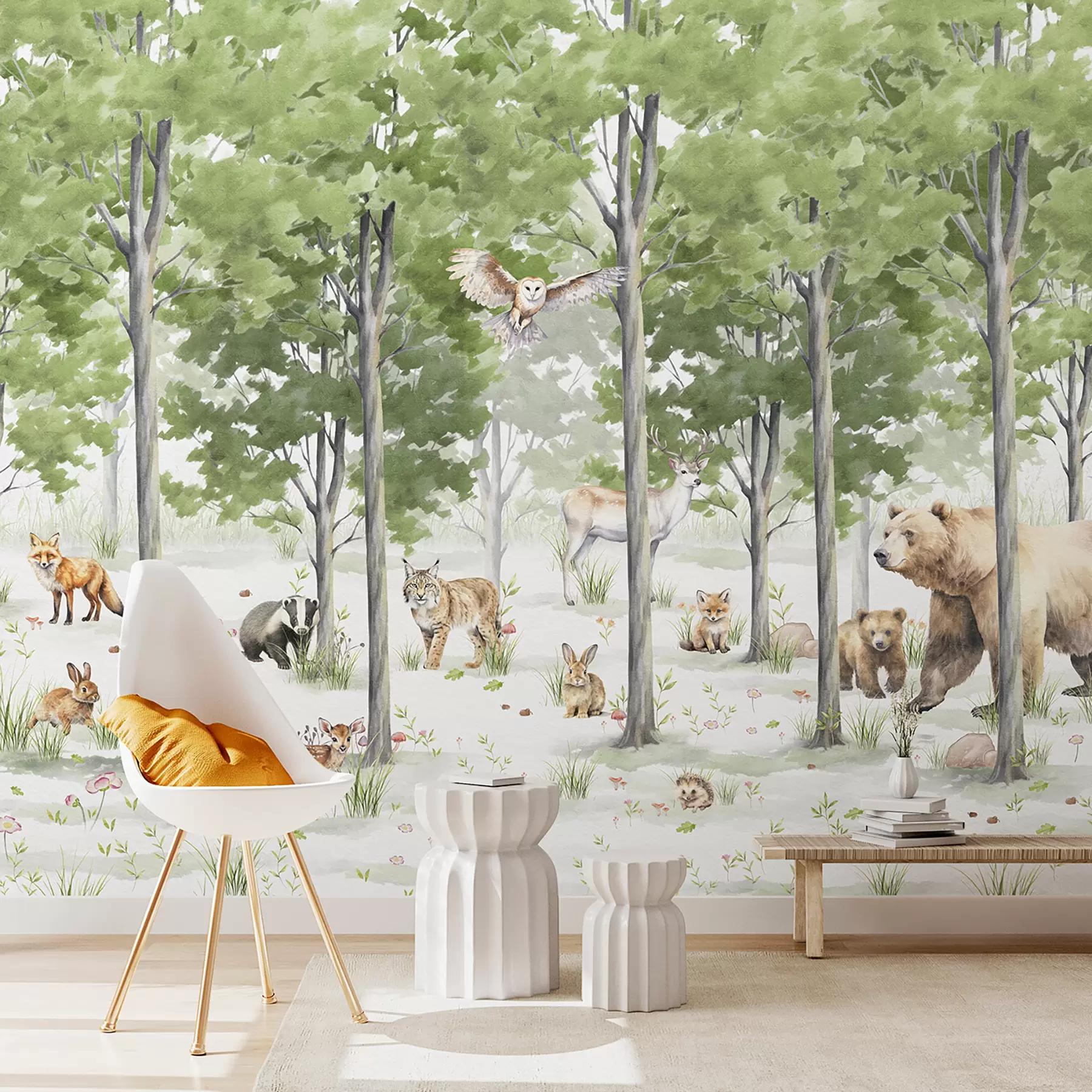 Papier peint Forêt avec animaux u97741