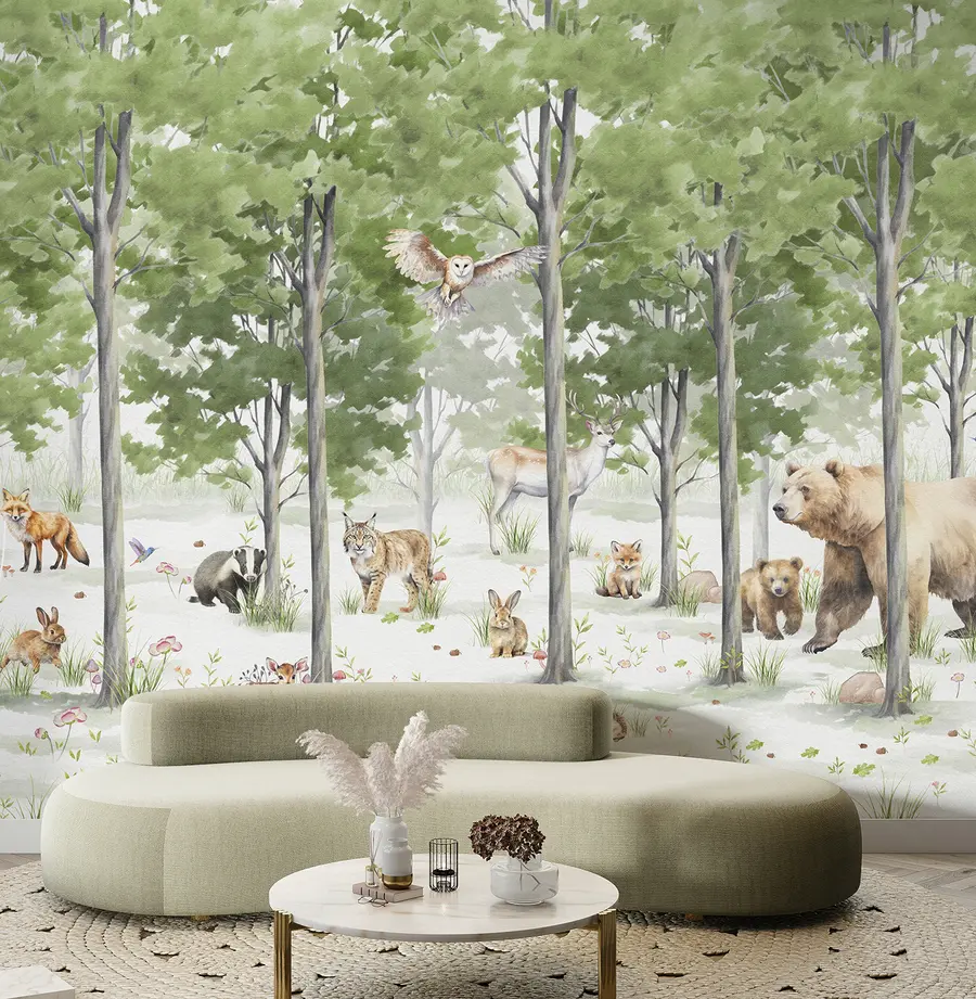 Papier peint Forêt avec animaux u97741