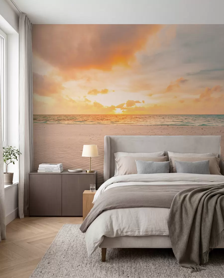 Papier peint Plage de sable blanc, mer et vagues u97894
