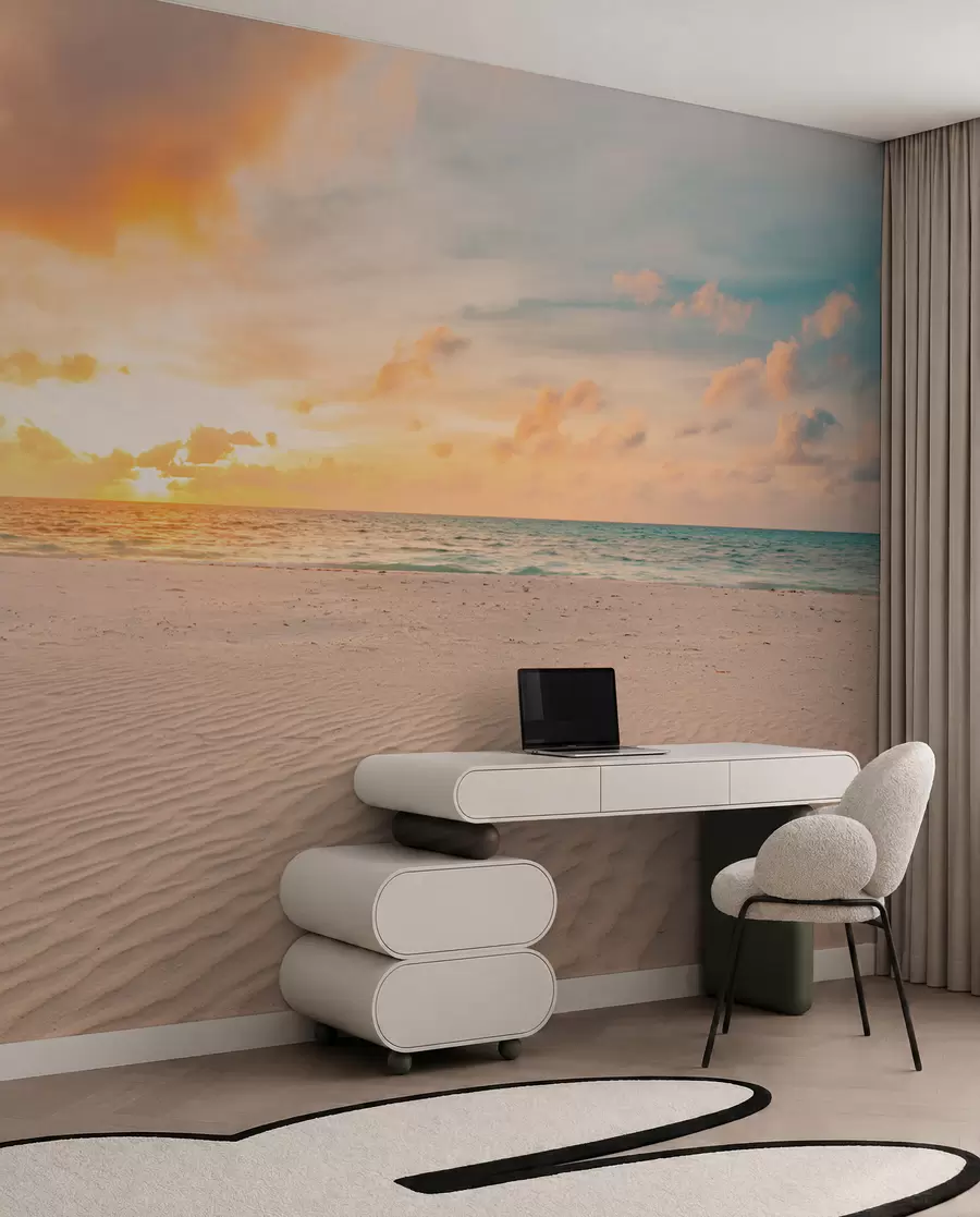 Papier peint Plage de sable blanc, mer et vagues u97894