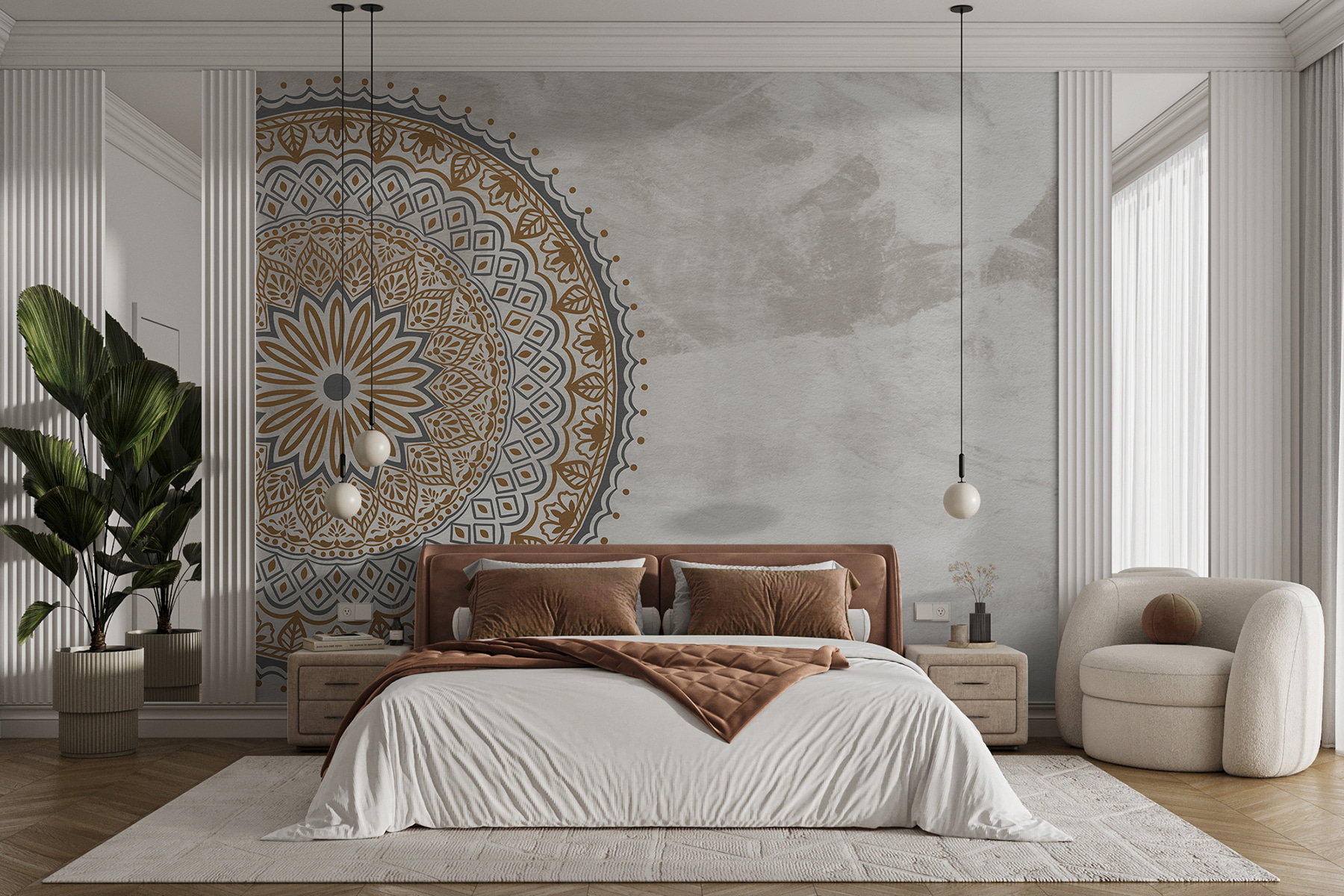 Papier peint mural Mandala marron souffle de sérénité et d’élégance