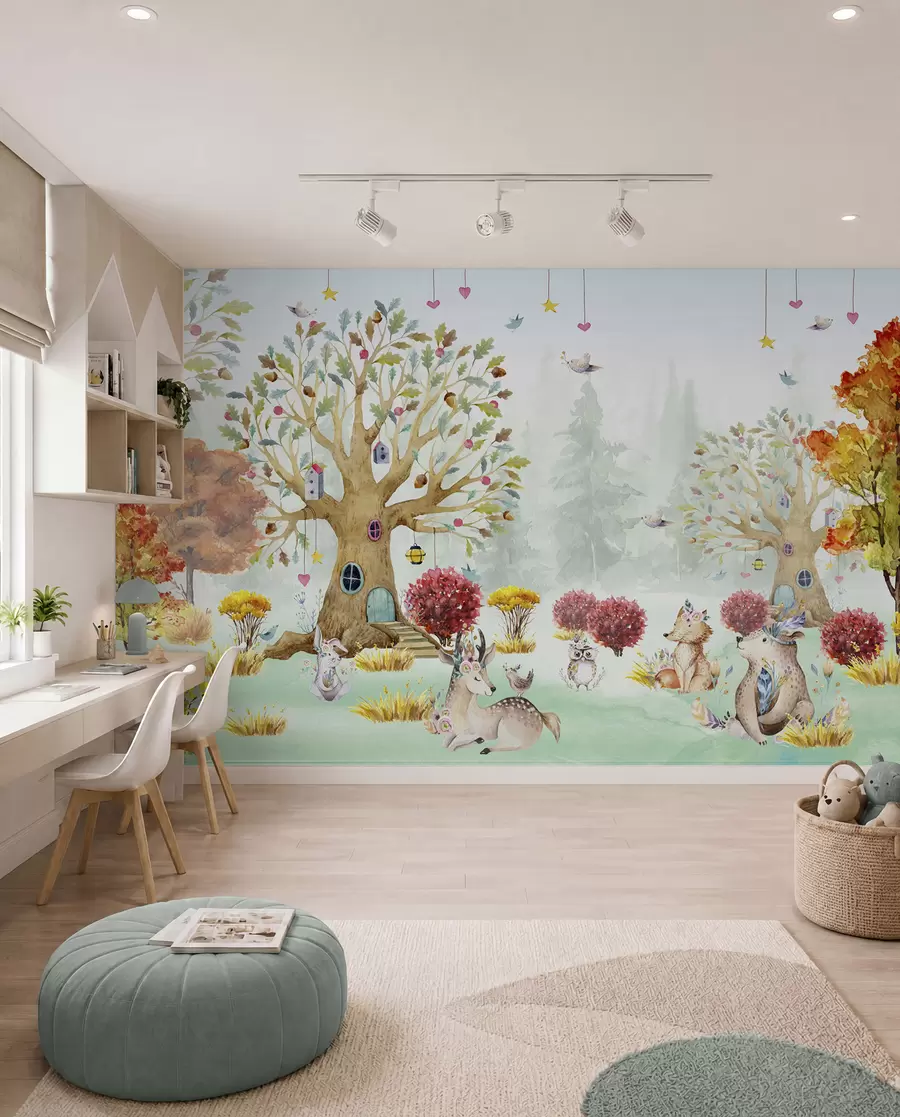 Papier peint Forêt avec animaux u98499