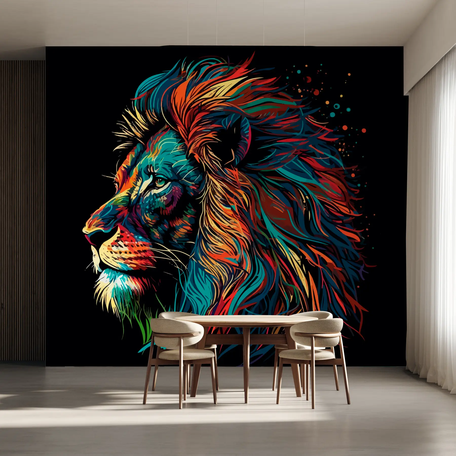 Papier peint Tête de lion colorée dans un style pop art u98185
