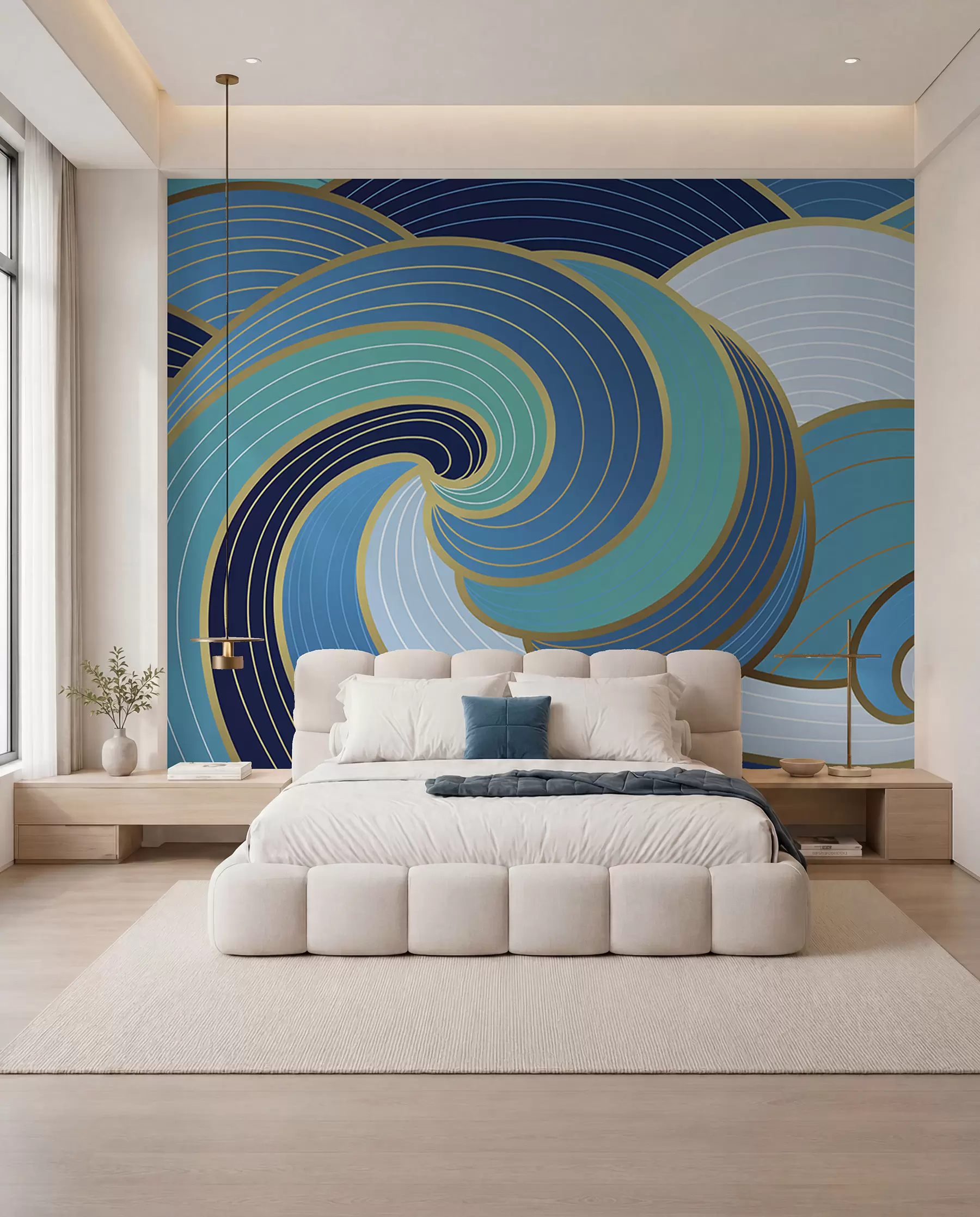 Papier peint Rythme des vagues bleues u98590