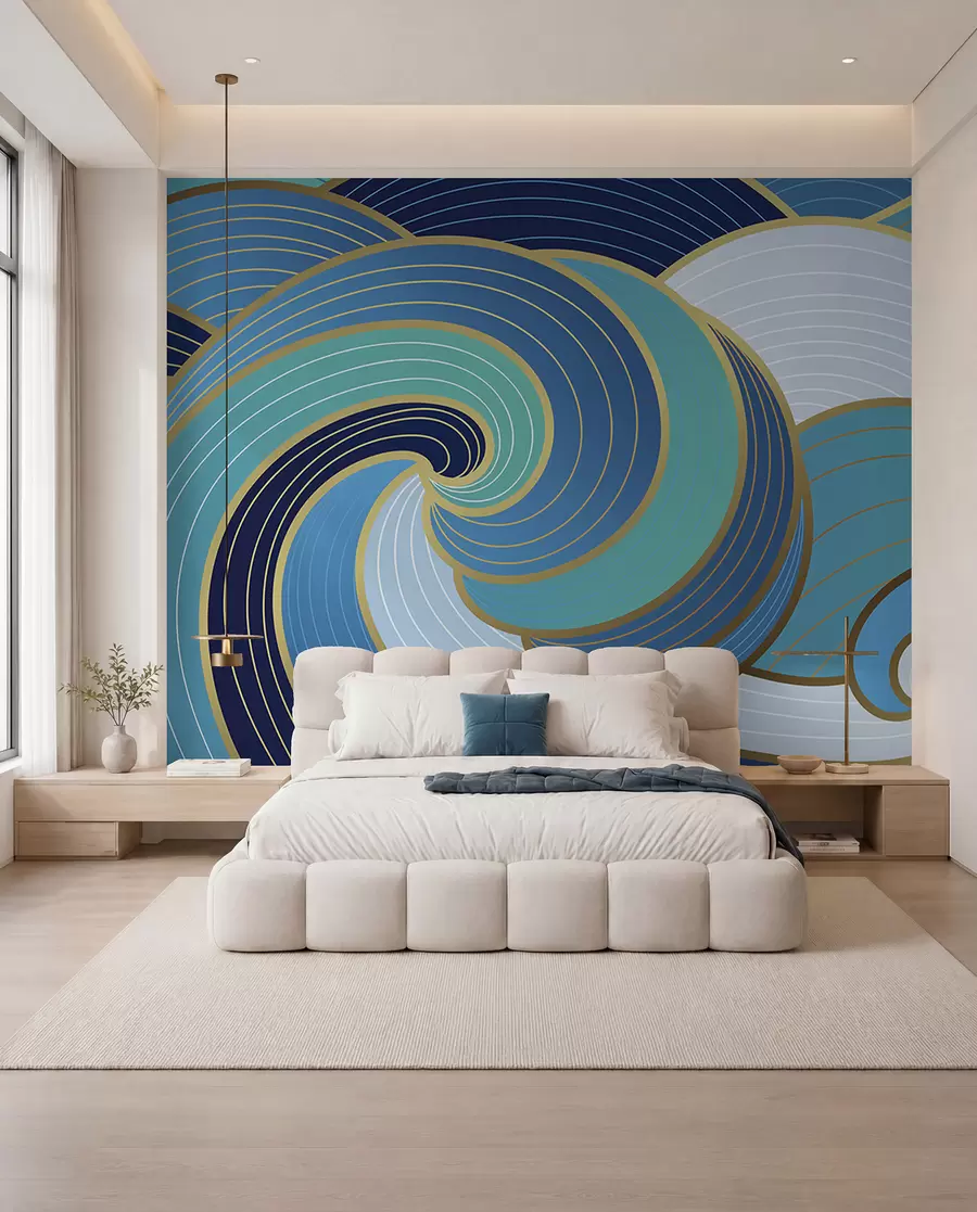 Papier peint Rythme des vagues bleues u98590