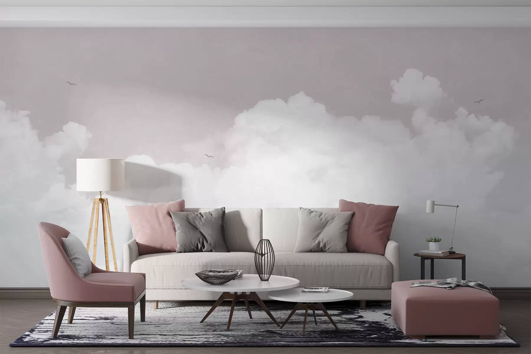 Papier peint Nuages vintage dans le ciel en rose u96783v1