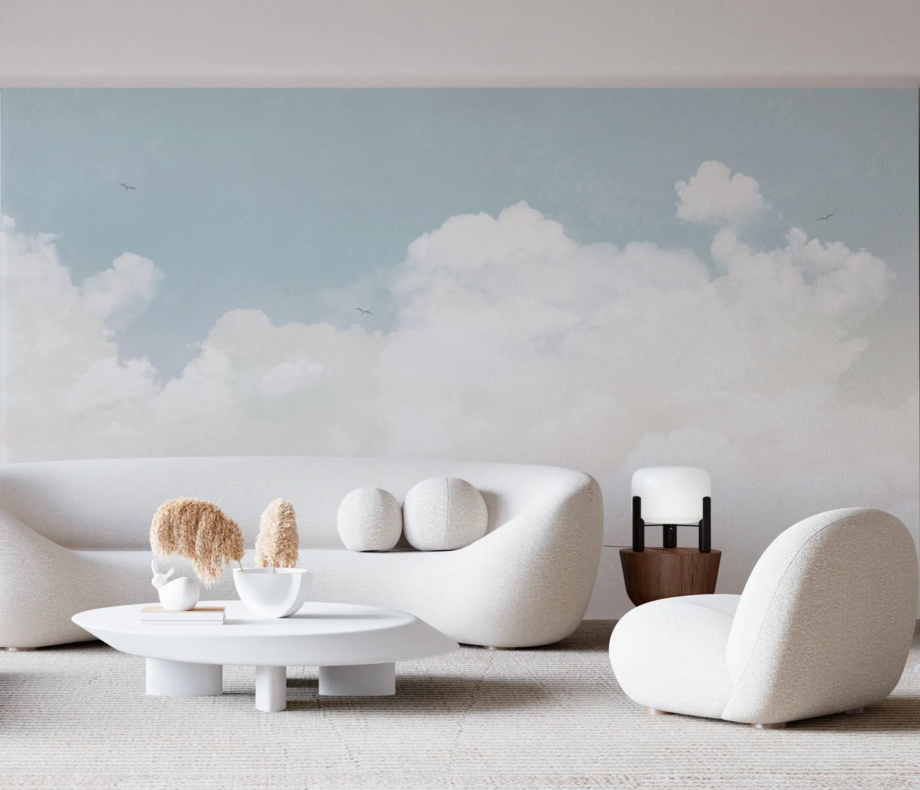 Papier peint Nuages vintage dans le ciel bleu u96783v3