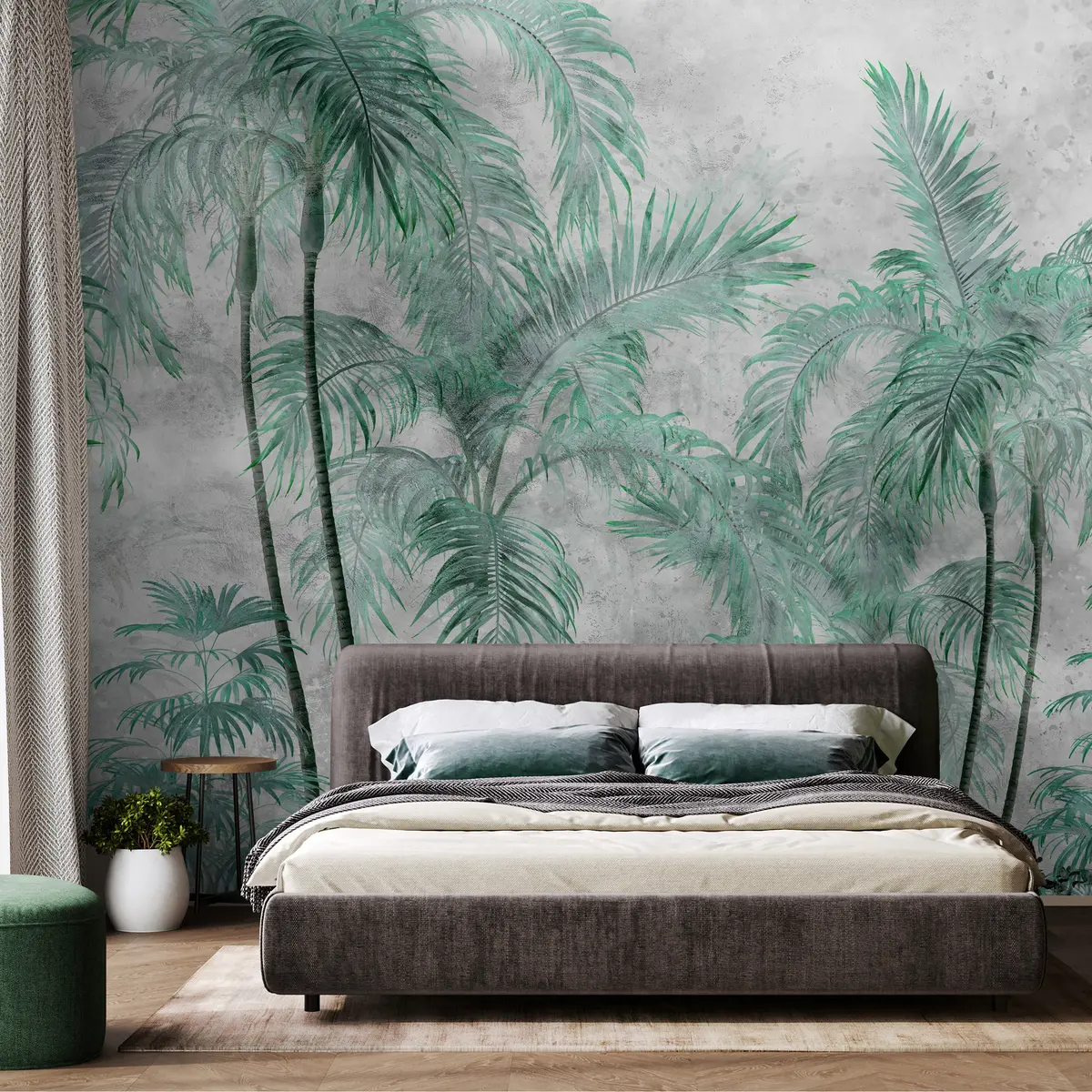 Papier peint Palmiers tropicaux sur un mur en béton u98586v1