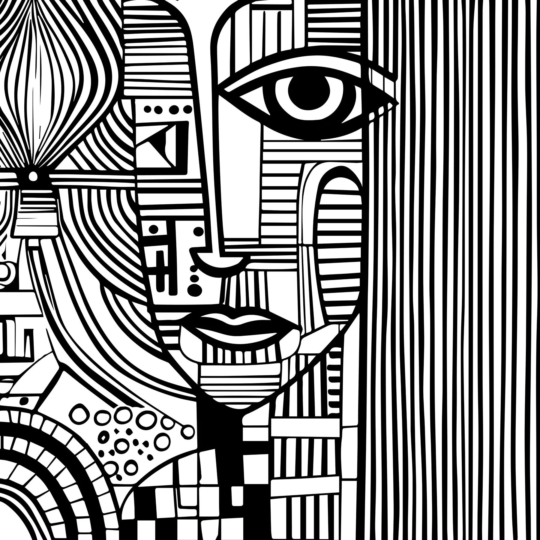 Papier peint Visage abstrait en noir et blanc u98714