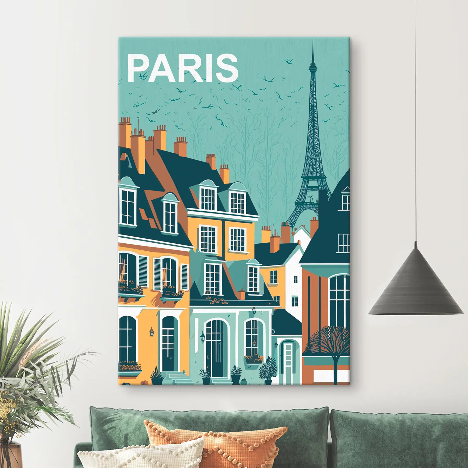 Papier peint Illustration de voyage rétro Paris s36331