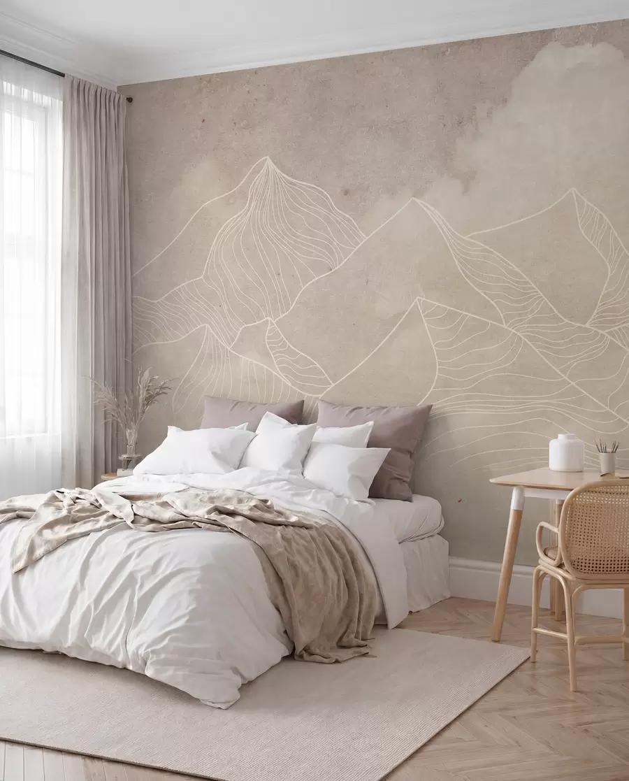 Papier peint Texture grunge avec montagnes abstraites, couleur beige, thème nature Art u98839
