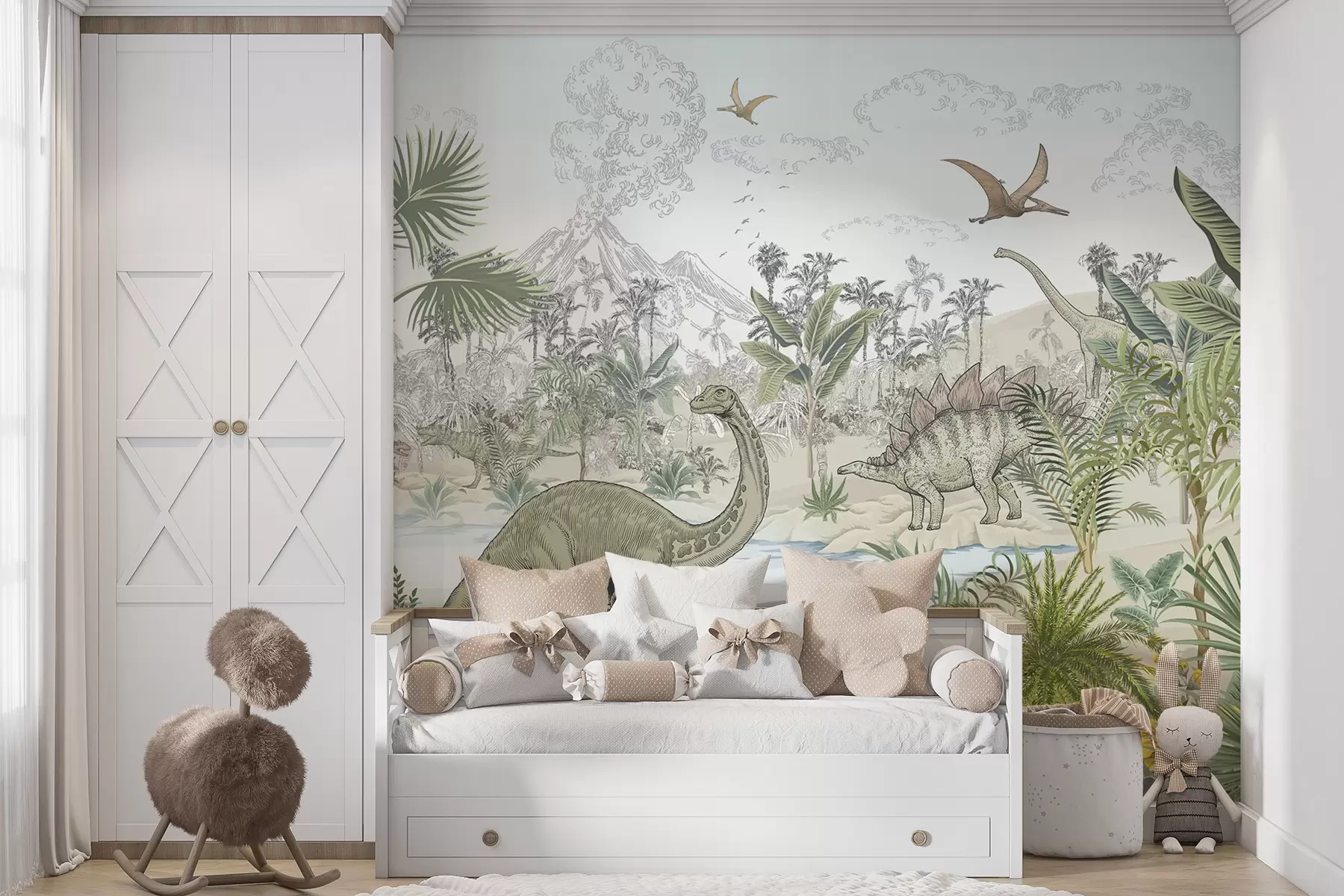 Papier peint Les dinosaures dans la forêt tropicale u98674