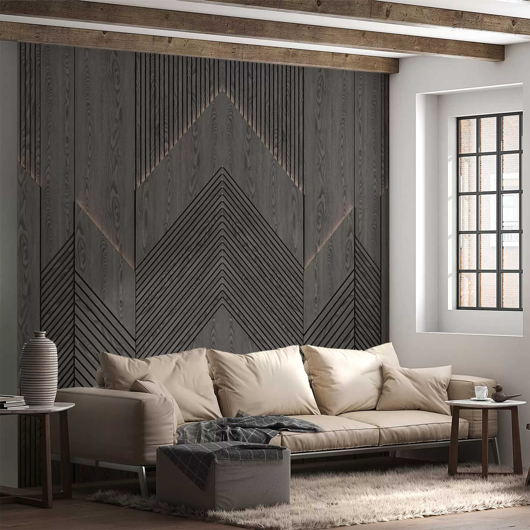 Papier peint Panneaux géométriques en bois u98885