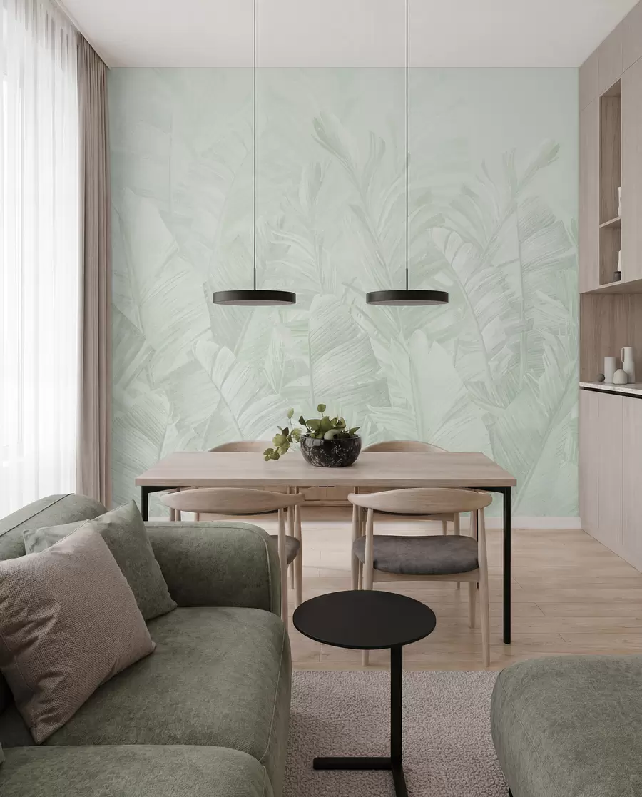 Papier peint Feuilles tendance dans les verts tropicaux u98951v4