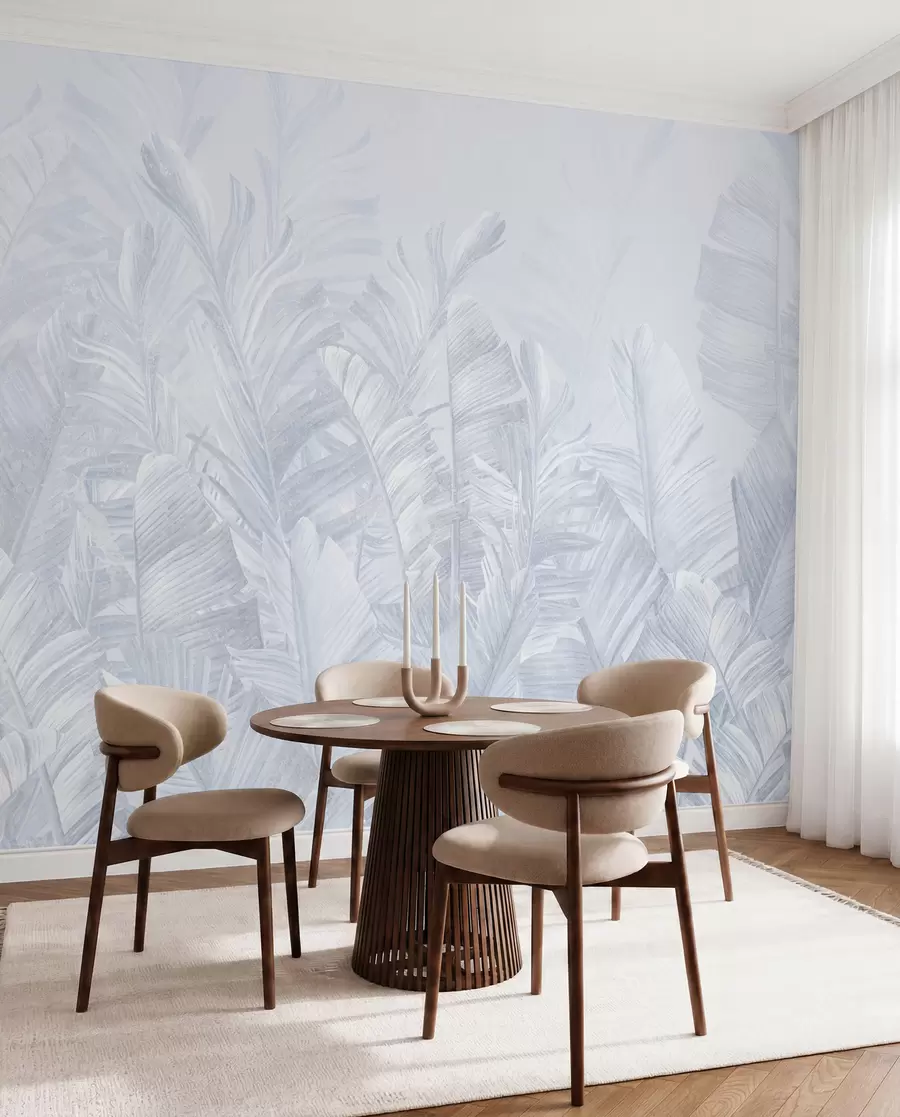 Papier peint Feuilles tropicales bleues très tendance u98951v5