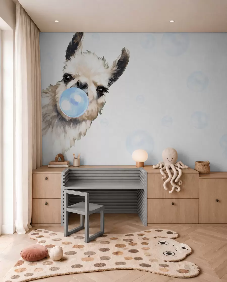 Papier peint Lama à la bulle bleue u98952v1