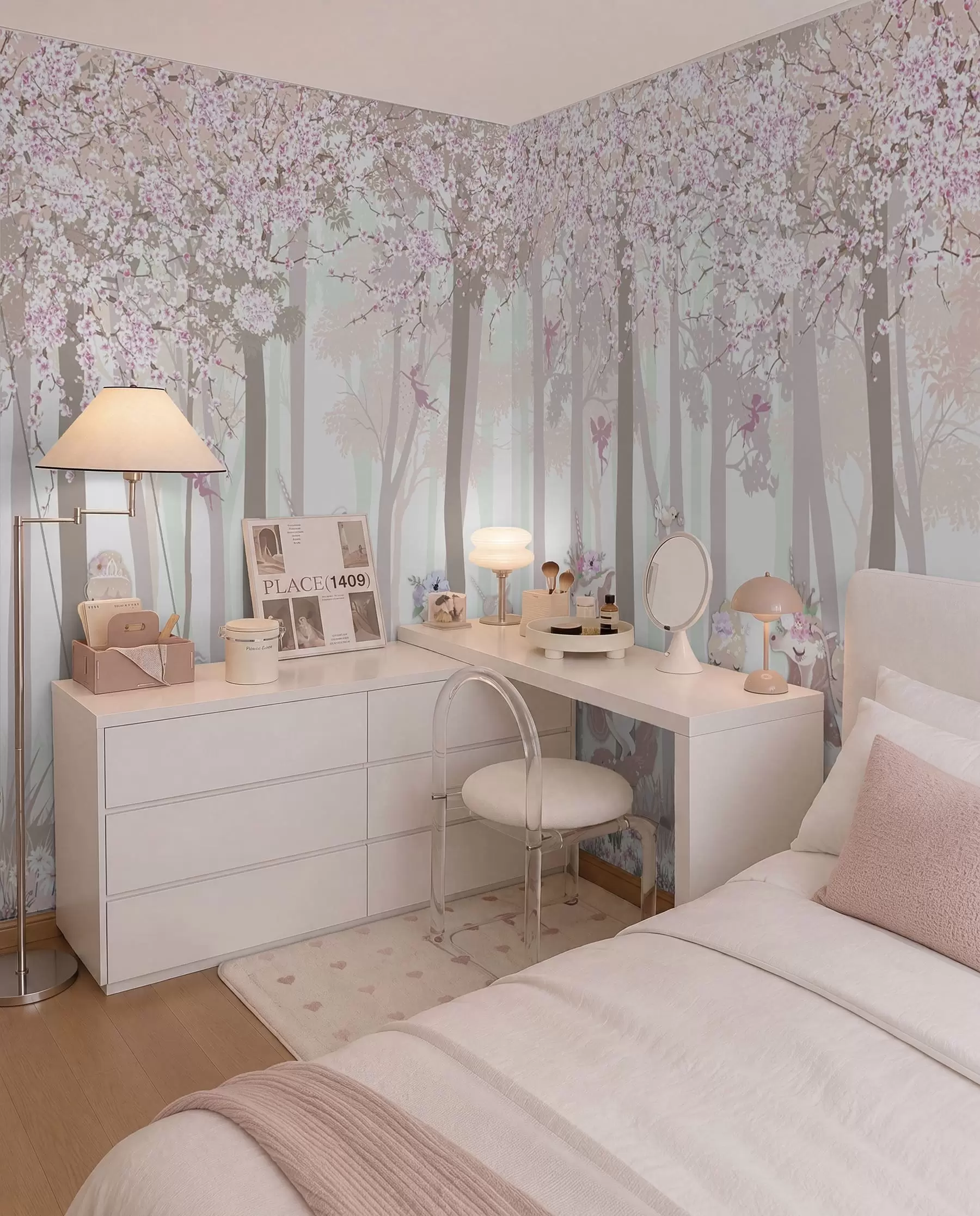 Papier peint Une forêt avec des princesses et des licornes u98694