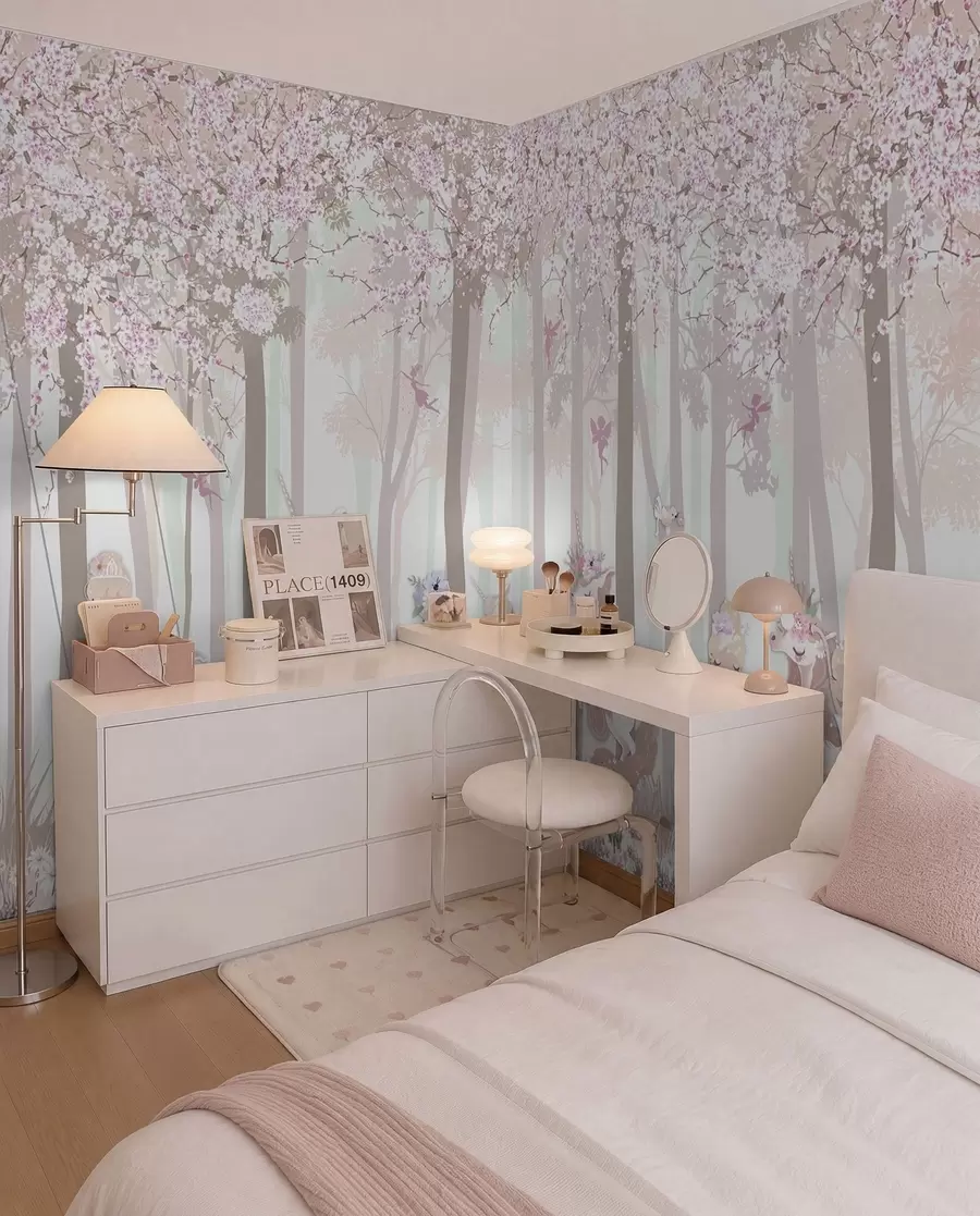 Papier peint Une forêt avec des princesses et des licornes u98694