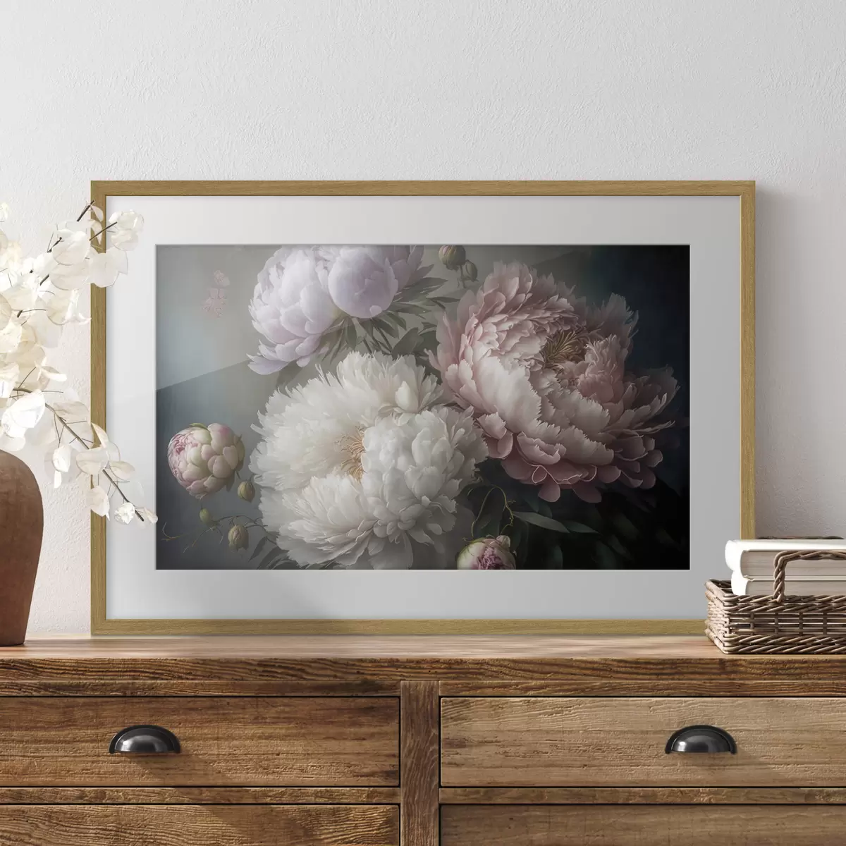 Poster Délicates fleurs de pivoine brillantes f33097