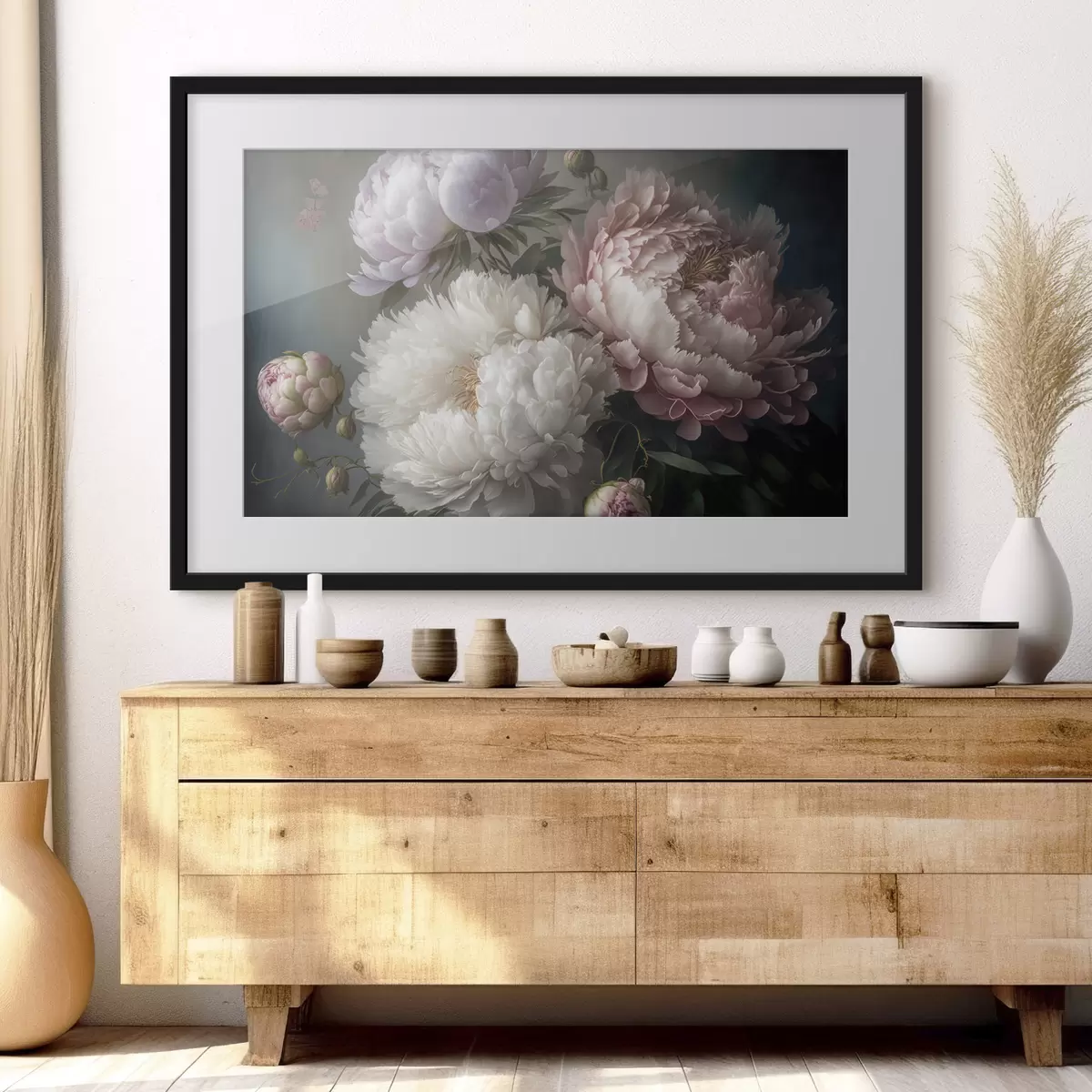 Poster Délicates fleurs de pivoine brillantes f33097