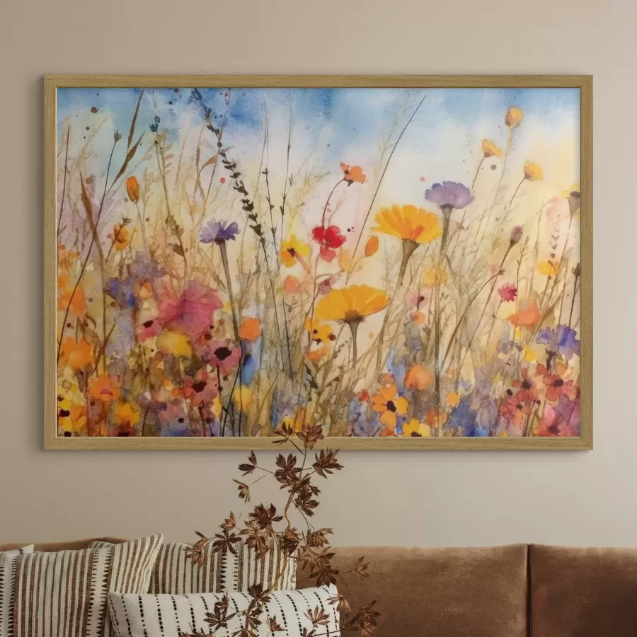 Papier peint fleurs à l'aquarelle f33634