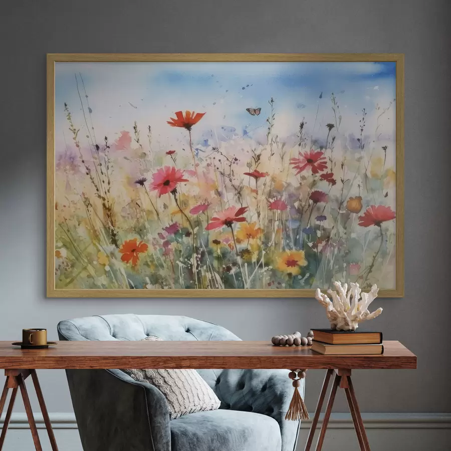 Papier peint Fleurs des champs et papillons f33668